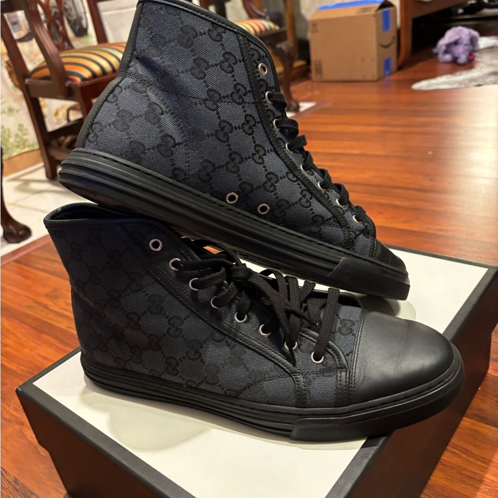 Gucci Dark Patterned High-Top Sneakers
